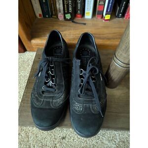 Mephisto Mobils Women Black Genuine Leather Runoff Air-Jet System Shoes Size 9.5